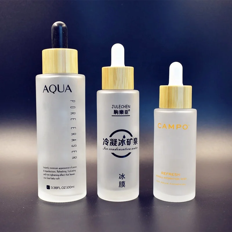 Luxury Skincare Packaging - スキンケア印刷高級ヘアエッセンシャルオイル竹ローション化粧品包装フロストガラスミストスプレーボトル（スポイト付き）販売