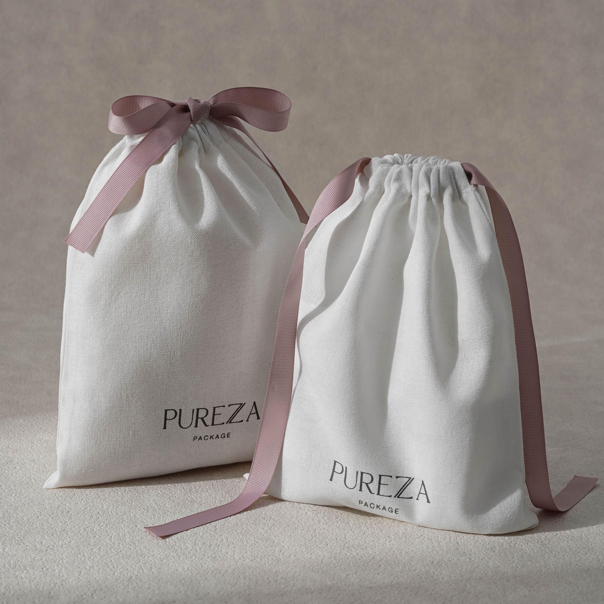 コットン巾着袋 エコフレンドリー 再利用可能ポーチ サテンリ - Luxury Skincare Packaging のレビューと価格